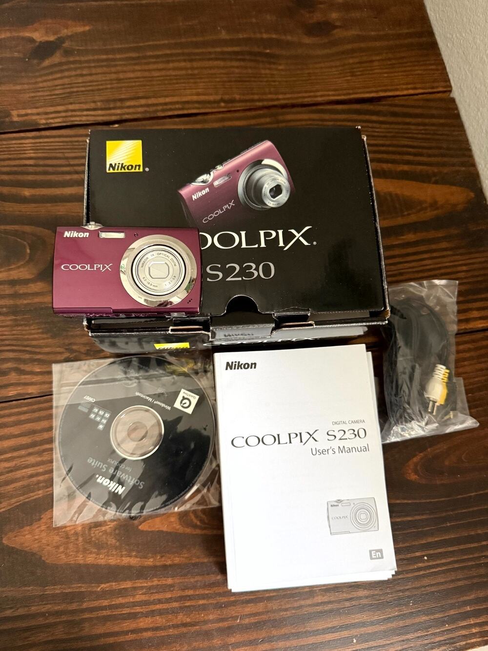 Nikon Coolpix S230 Purple Nikkor 3X Optical Zoom Digital Camera NO CHARGER